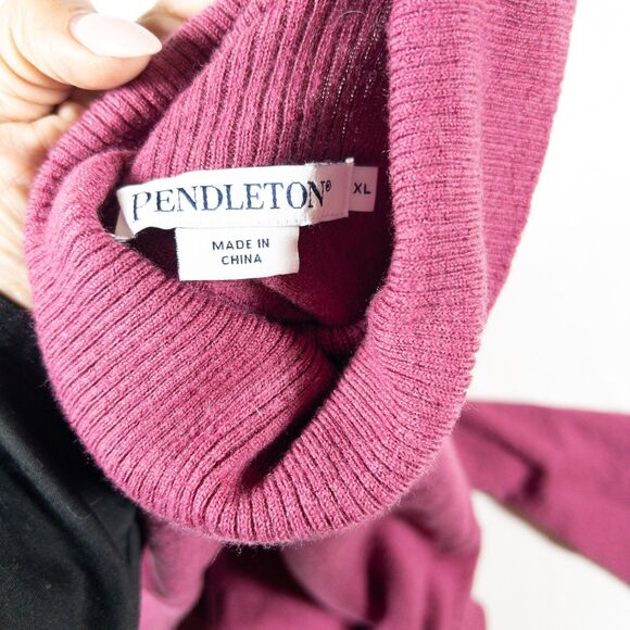 Pendleton Turtleneck 100% Merino Wool Sweater Womens XL Pullover Berry Pink - Picture 6 of 8